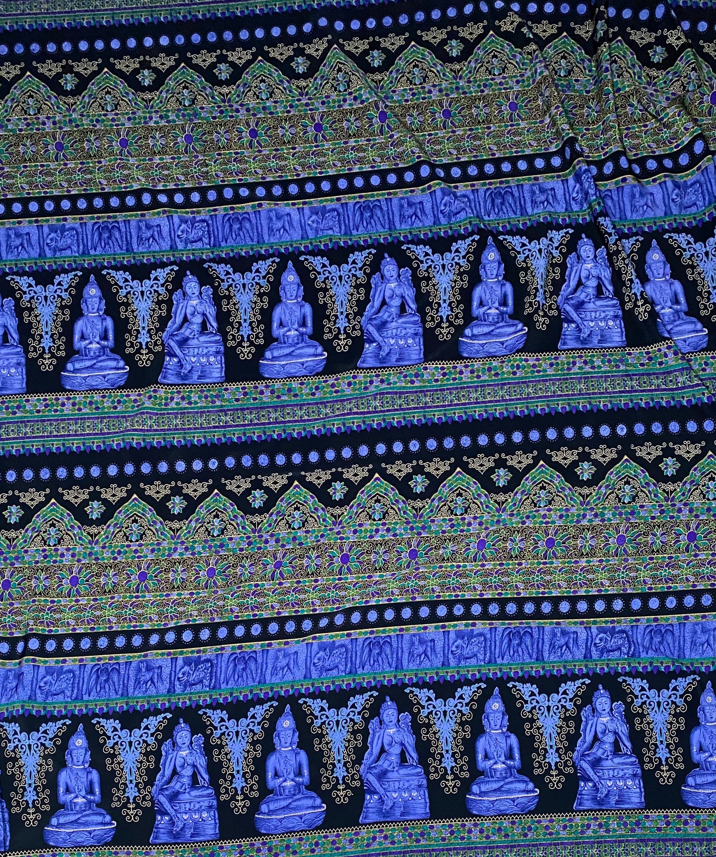 Printed Polyester - Buddha - Blue