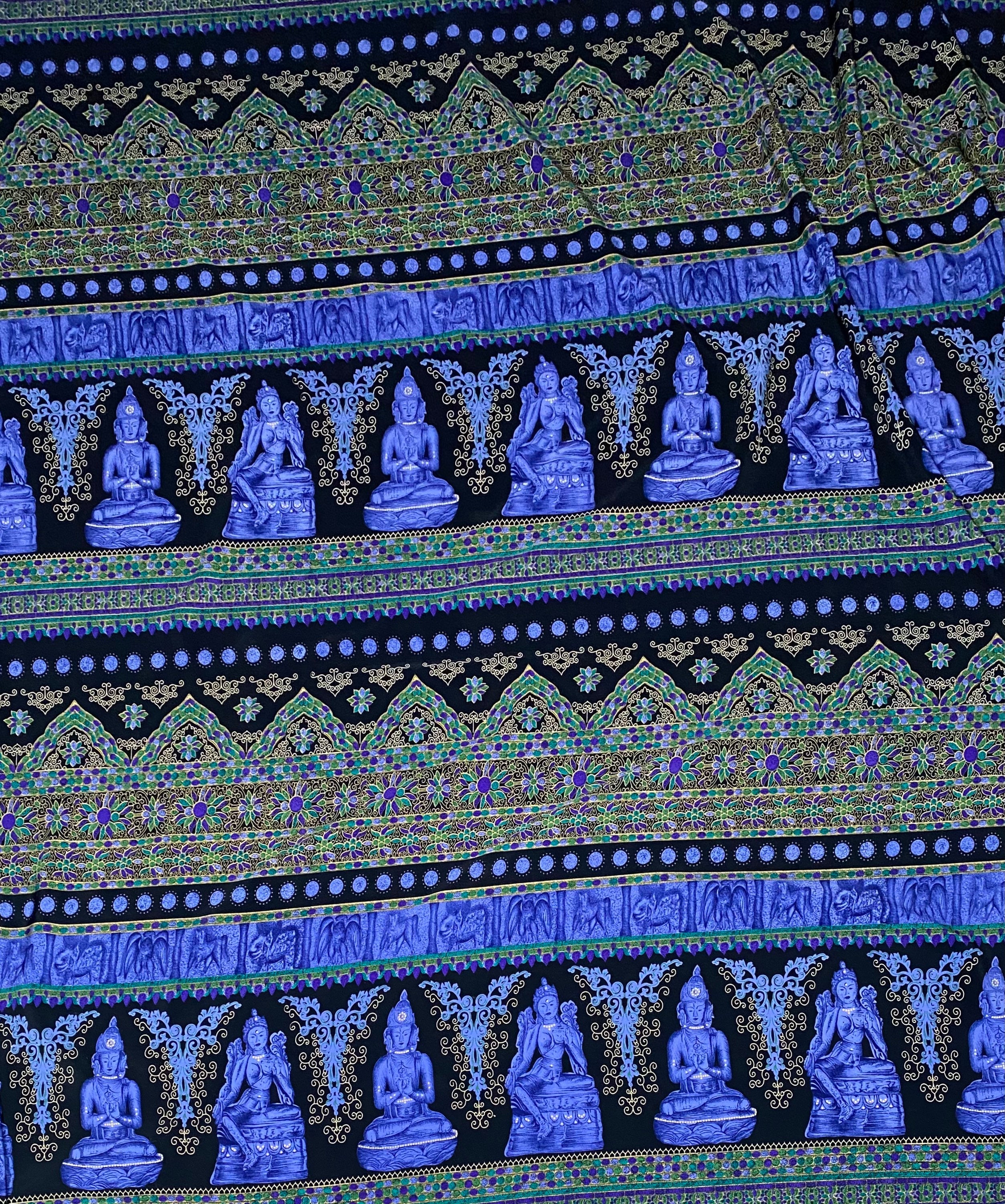 Printed Polyester - Buddha - Blue