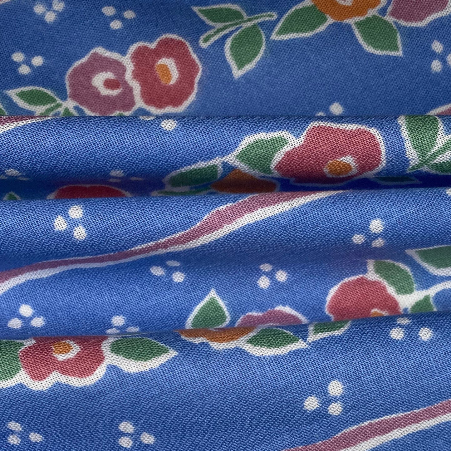 Vintage Floral Printed Cotton - 36” - Blue