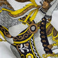 Printed Cotton Canvas - Samurai Floral - Grey/Yellow