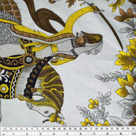 Printed Cotton Canvas - Samurai Floral - Grey/Yellow