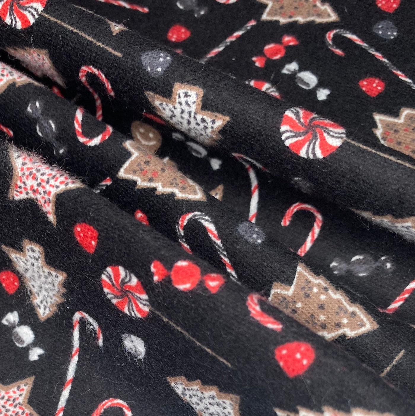 Printed Cotton Flannel - Christmas Sweets - Black