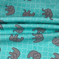 Quilting Cotton - Elephant Quatrefoil - Aqua