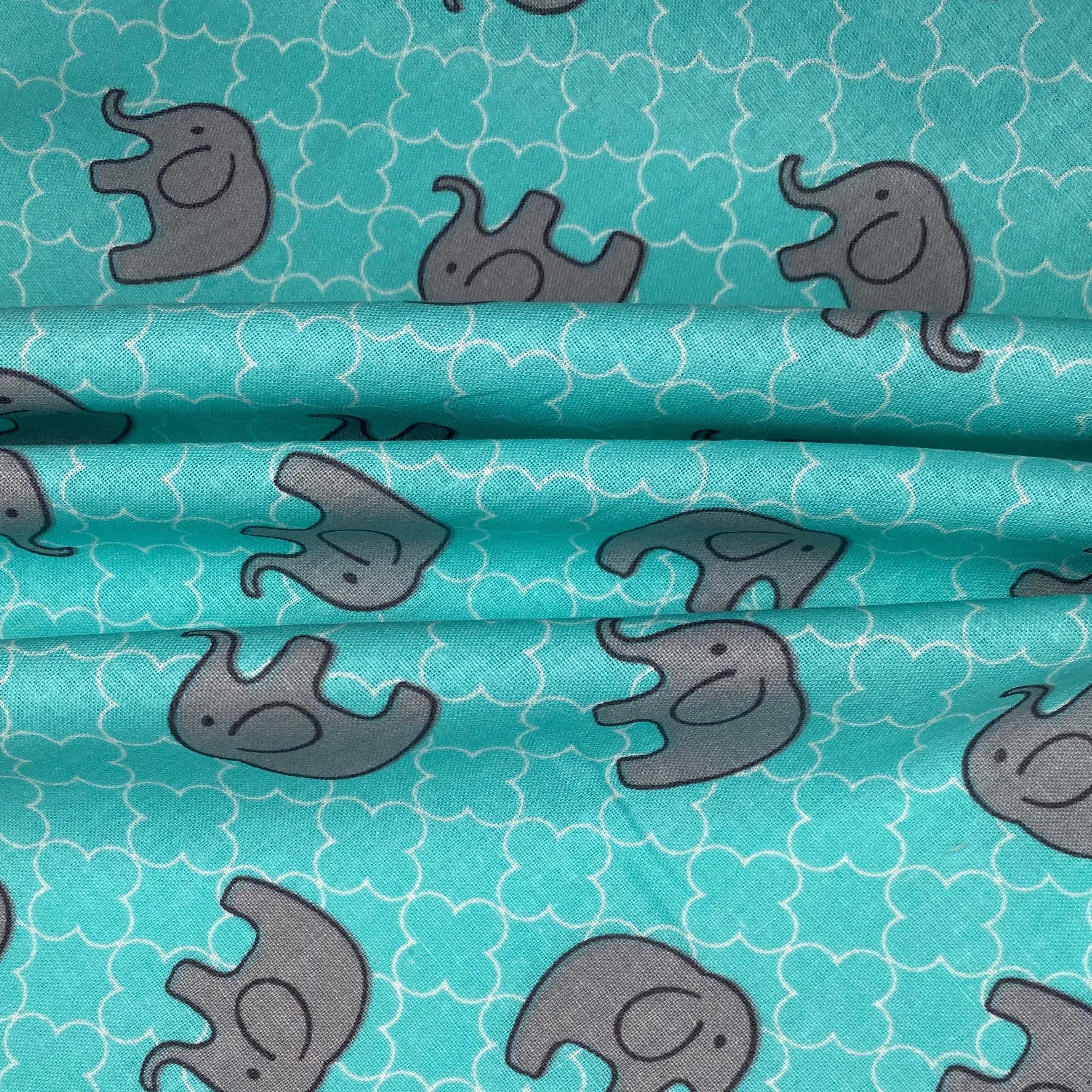 Quilting Cotton - Elephant Quatrefoil - Aqua