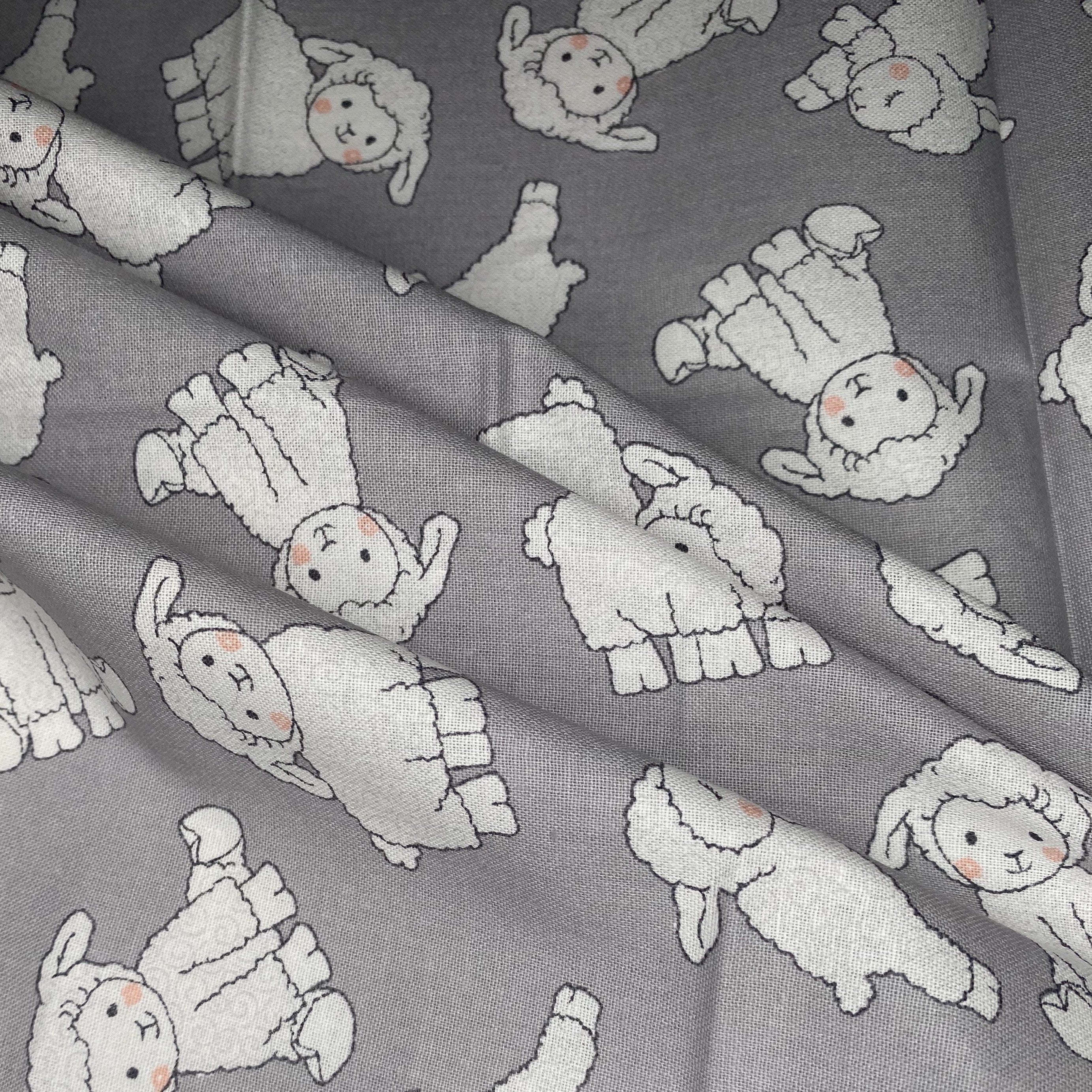 Quilting Cotton - Sheep - Grey - Remnant