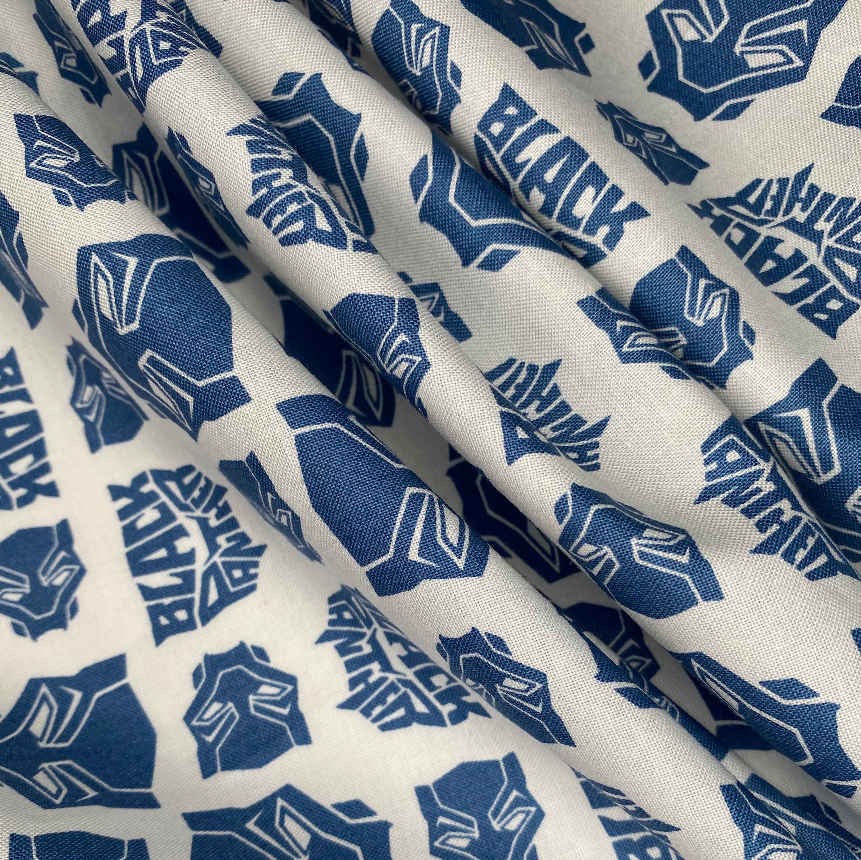 Quilting Cotton - Black Panther - White/Blue