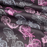 Printed Quilting Cotton Bicycle Remnant - Grey/Pink