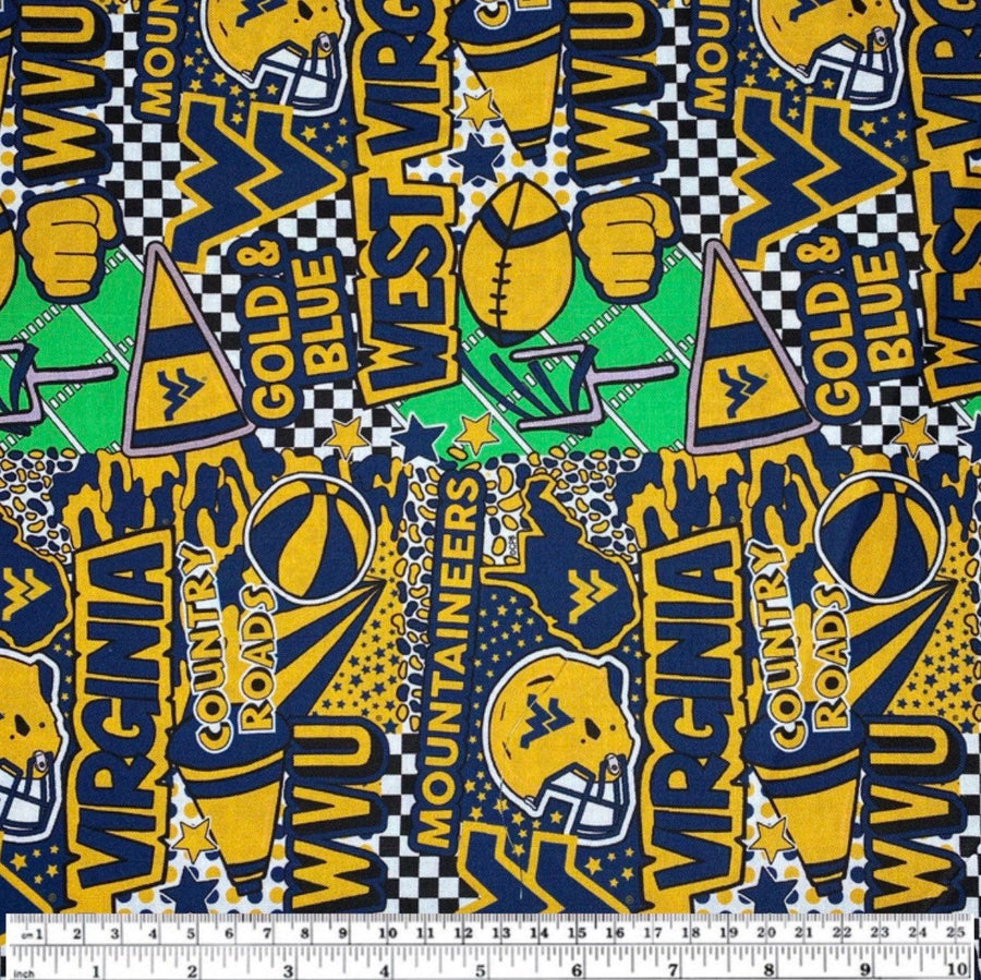Quilting Cotton - College Football - West Virginia Mountaineers - 44”