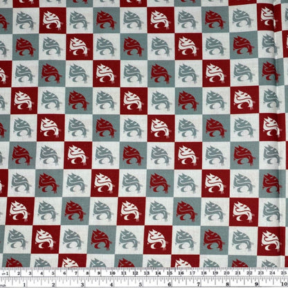 Quilting Cotton - College Football - Washington State University Checkered Cougars - 44”
