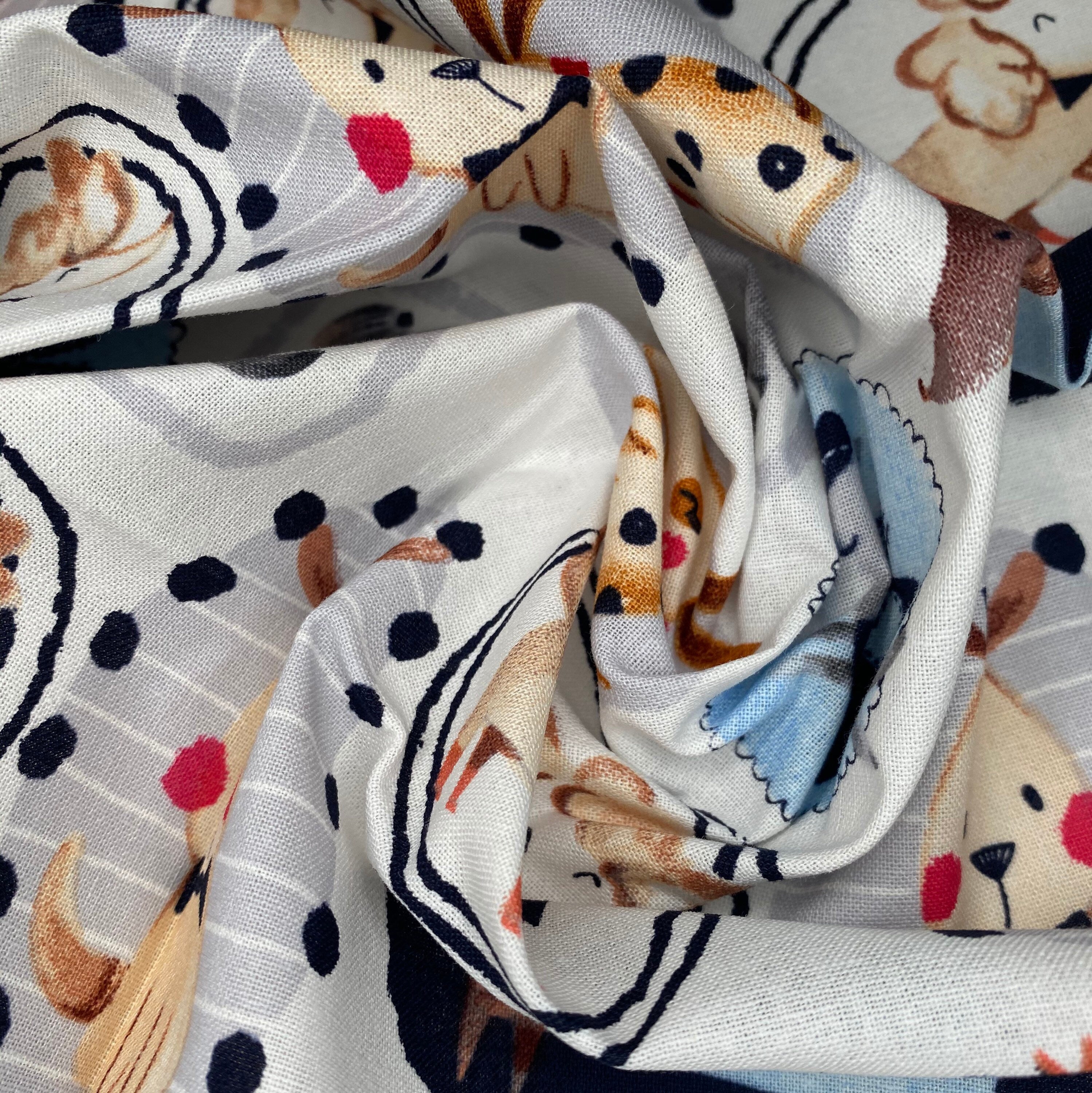 Quilting Cotton - Dogs - White - Remnant