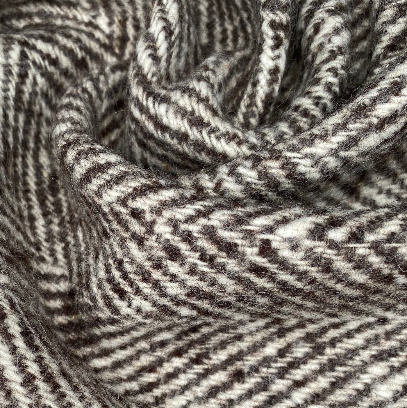 Herringbone Wool Coating - Off White/Brown