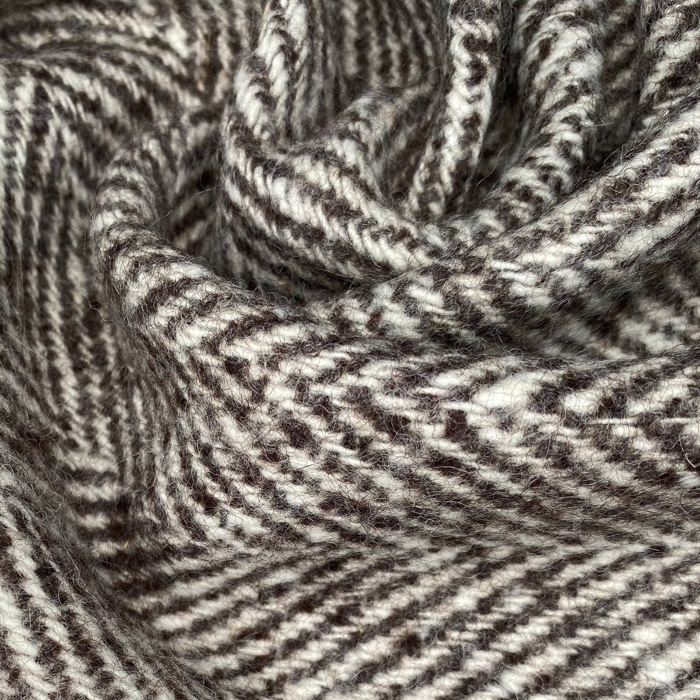Herringbone Wool Coating - Off White/Brown