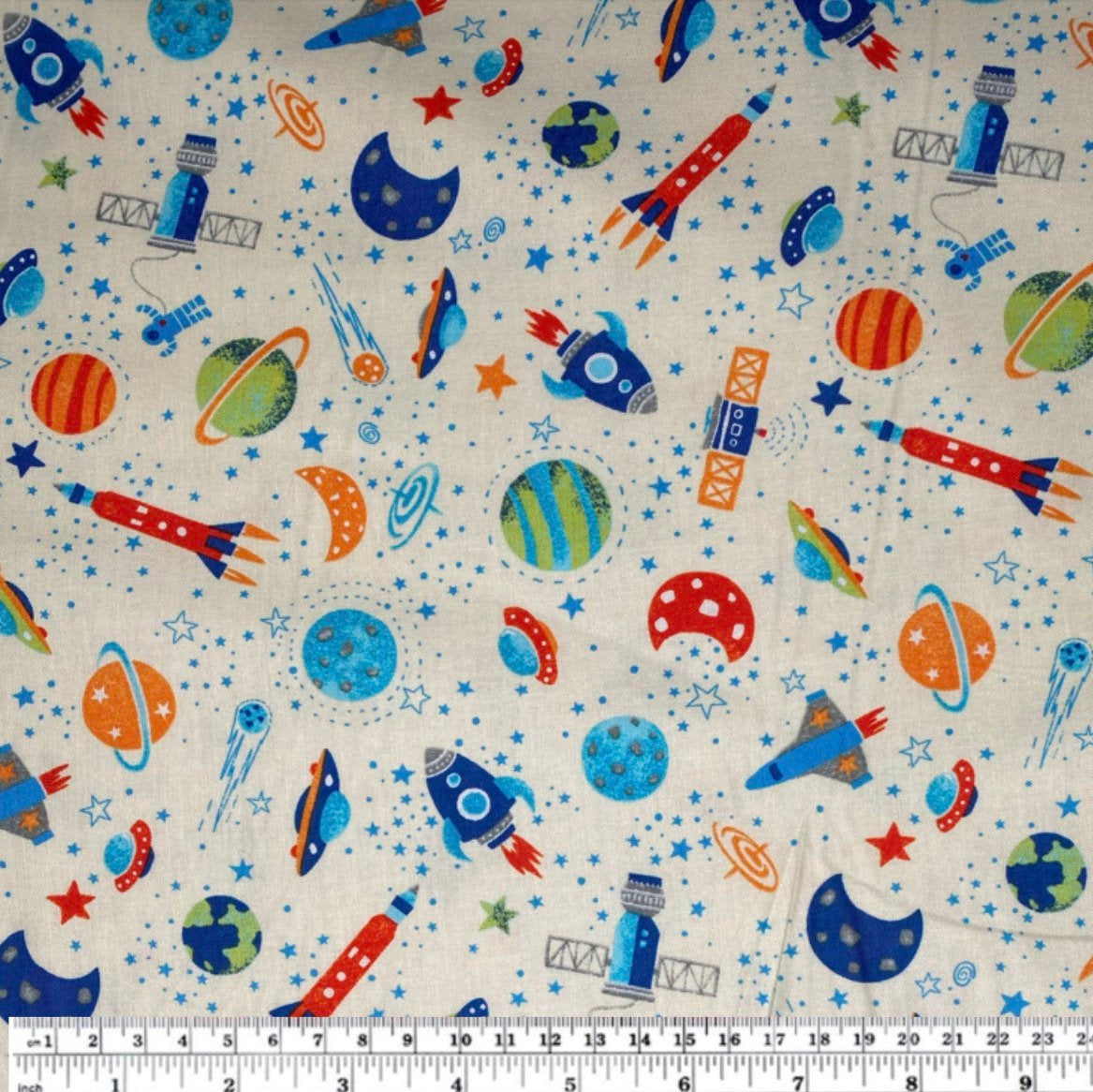 Outer Space Printed Cotton - Yellow