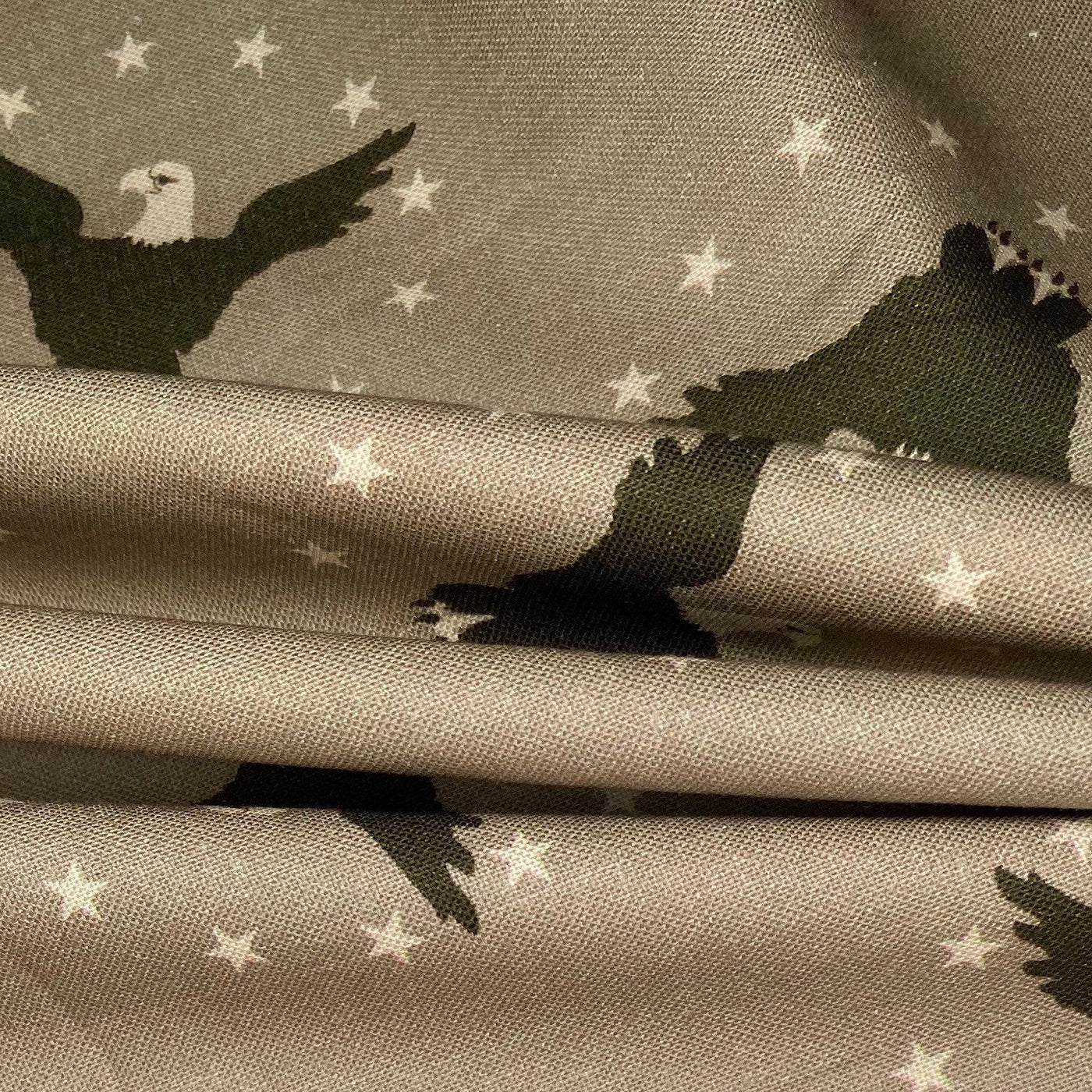 Printed Quilting Cotton - Eagle/Stars - Beige/Green