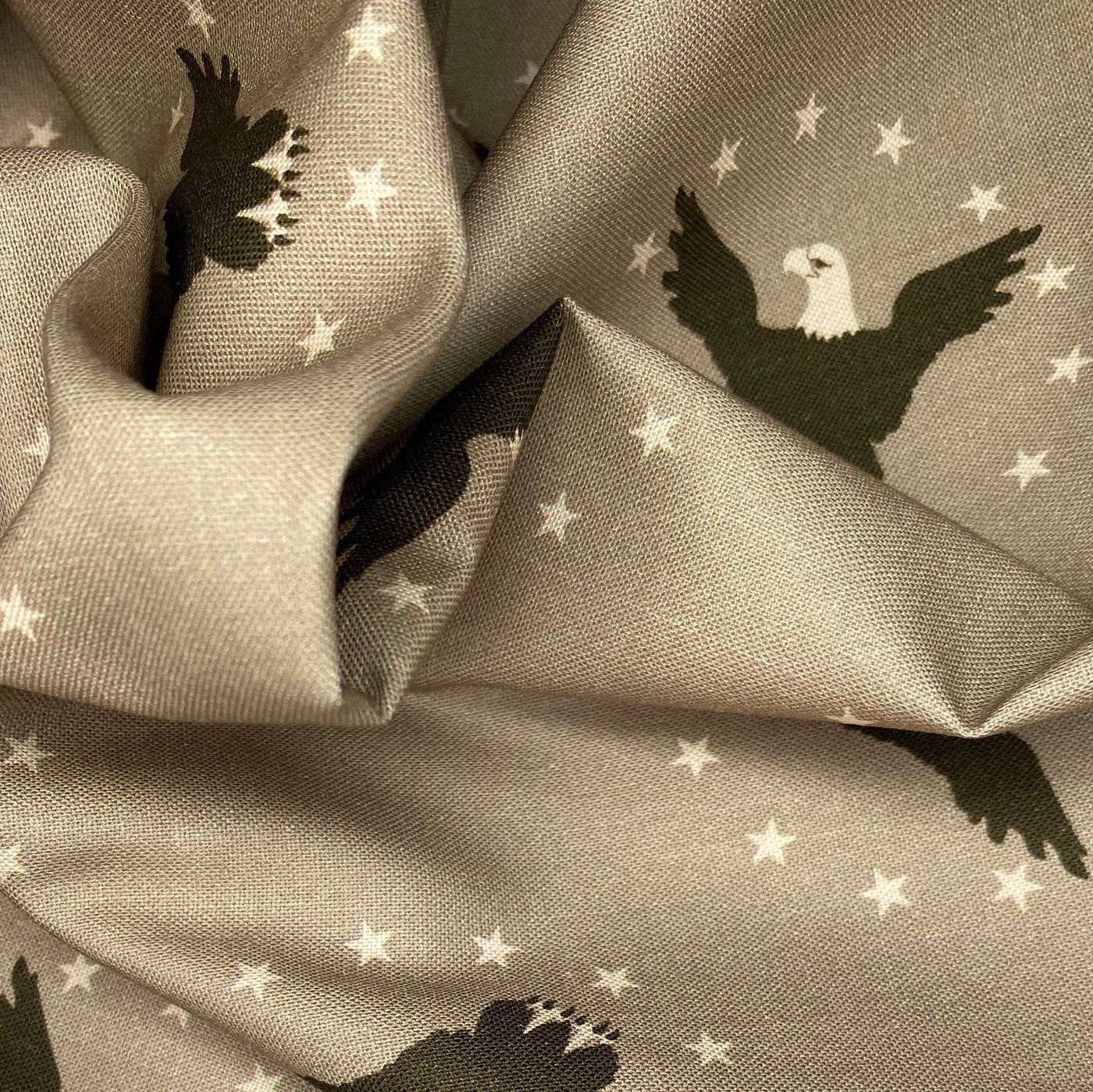 Printed Quilting Cotton - Eagle/Stars - Beige/Green