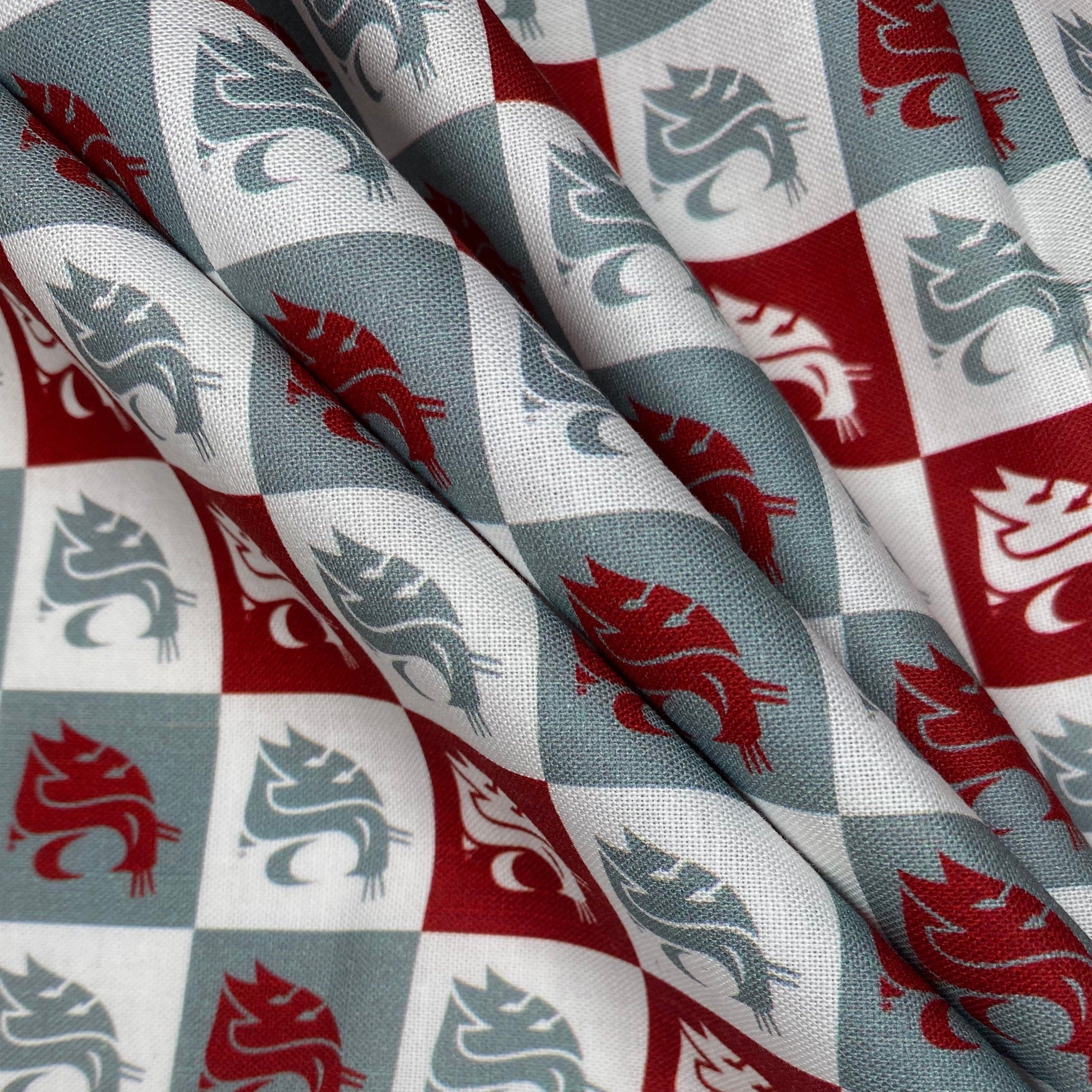Quilting Cotton - College Football - Washington State University Checkered Cougars - 44”