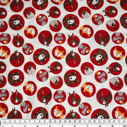 Quilting Cotton - Forest Friends Polka Dots - 44” - Red/White