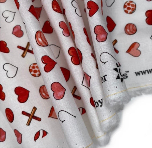 Quilting Cotton - Puppy Love - White/Red