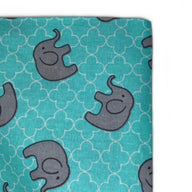 Quilting Cotton - Elephant Quatrefoil - Aqua