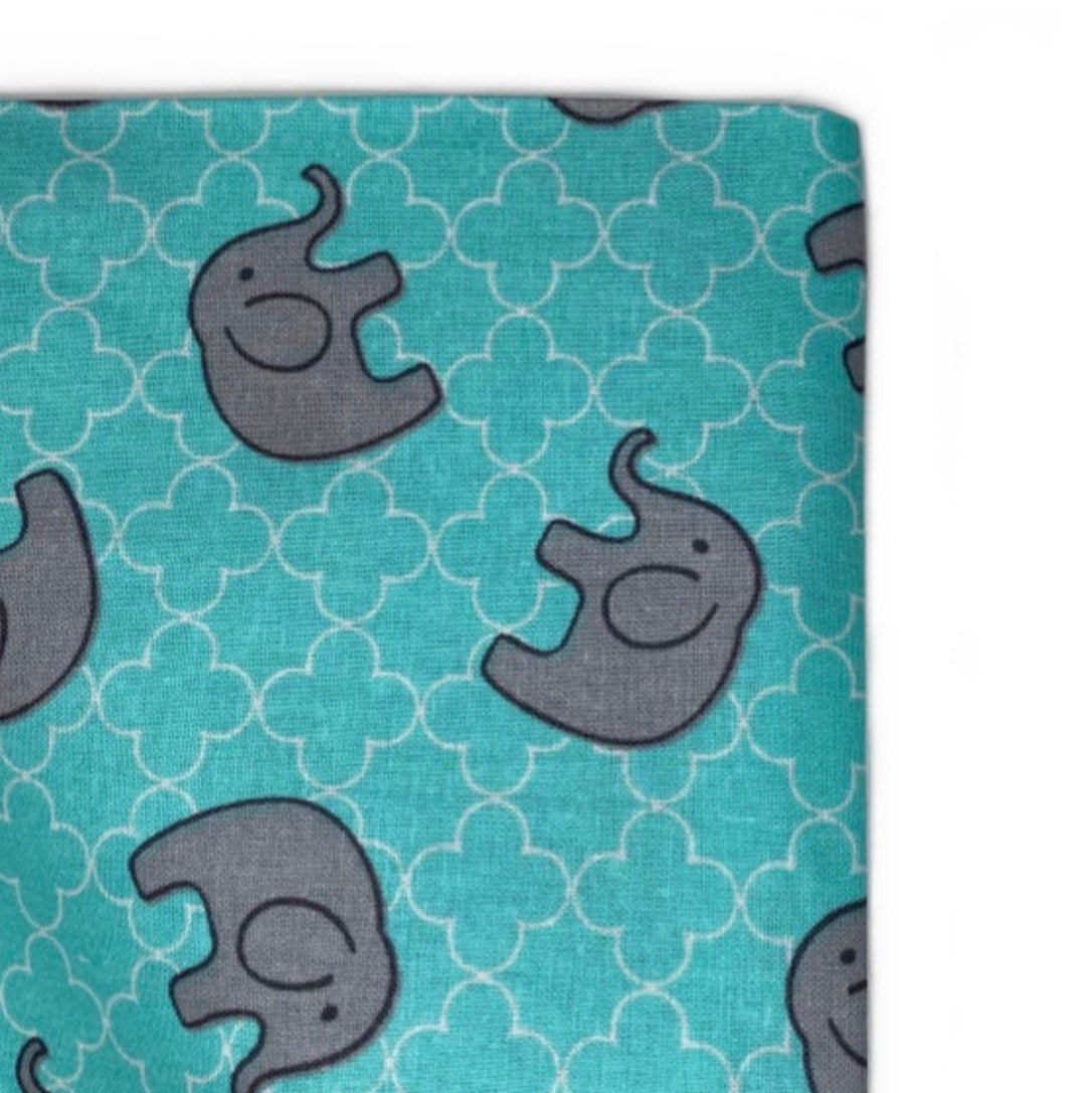 Quilting Cotton - Elephant Quatrefoil - Aqua