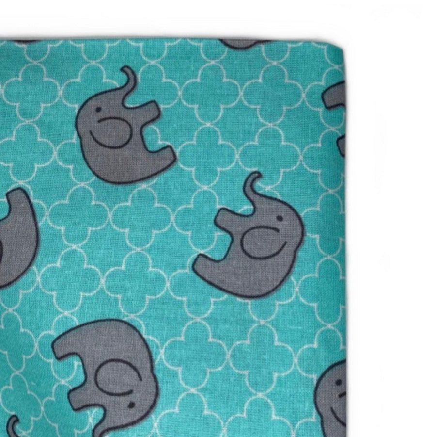 Quilting Cotton - Elephant Quatrefoil - Aqua