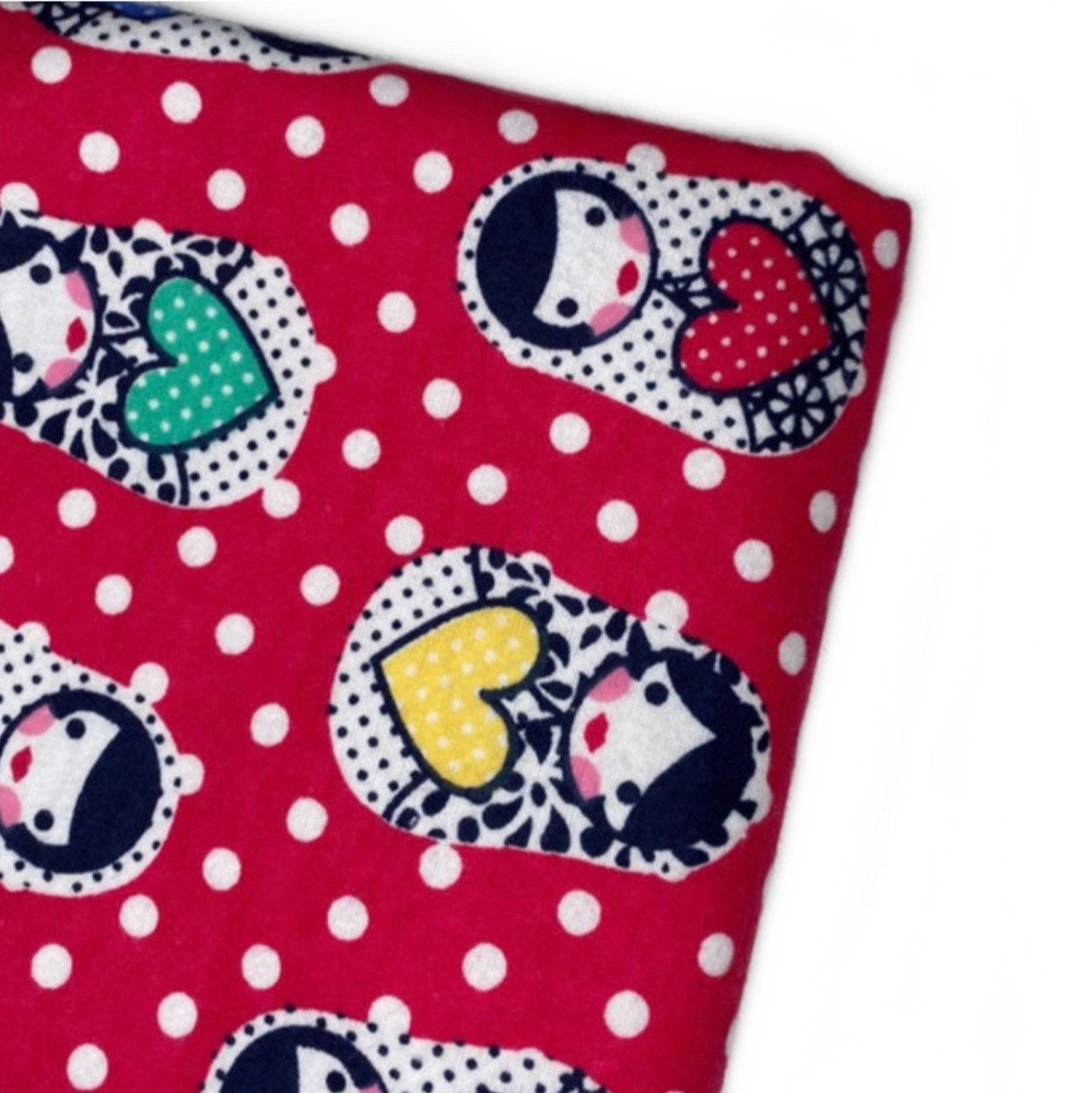 Printed Cotton Flannel - Russian Doll Polka Dot - Pink/White