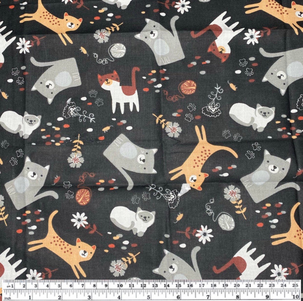 Quilting Cotton - Cats - Remnant - Black
