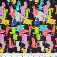 Quilting Cotton - Rainbow Dogs - Black - Remnant