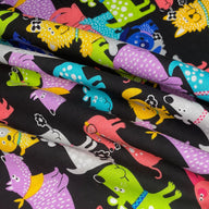 Quilting Cotton - Rainbow Dogs - Black - Remnant