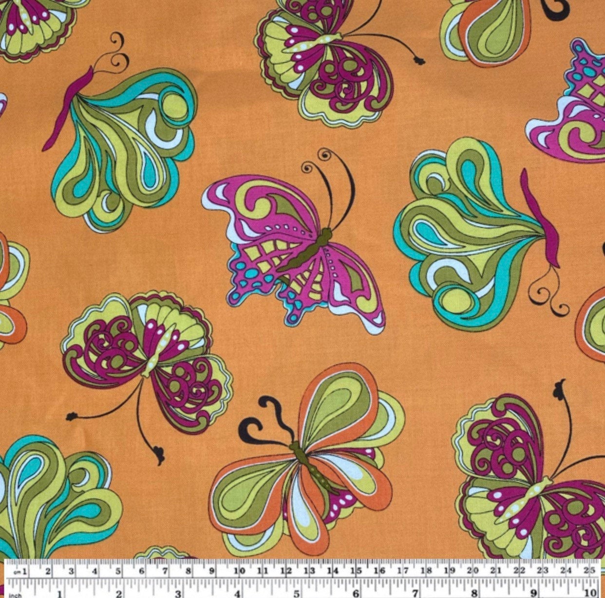 Quilting Cotton - Butterfly - 44” - Orange