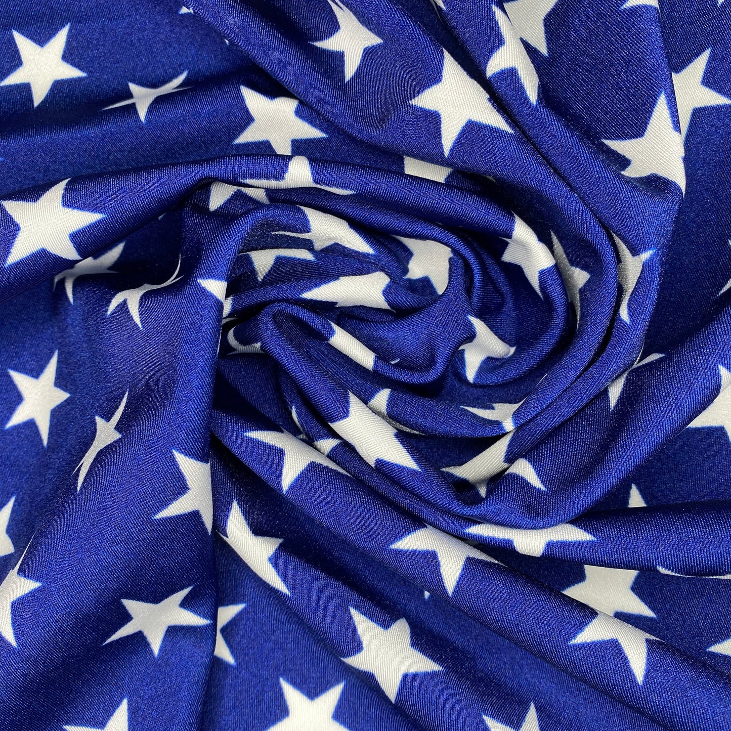 Printed Nylon Spandex - Stars - Blue/White