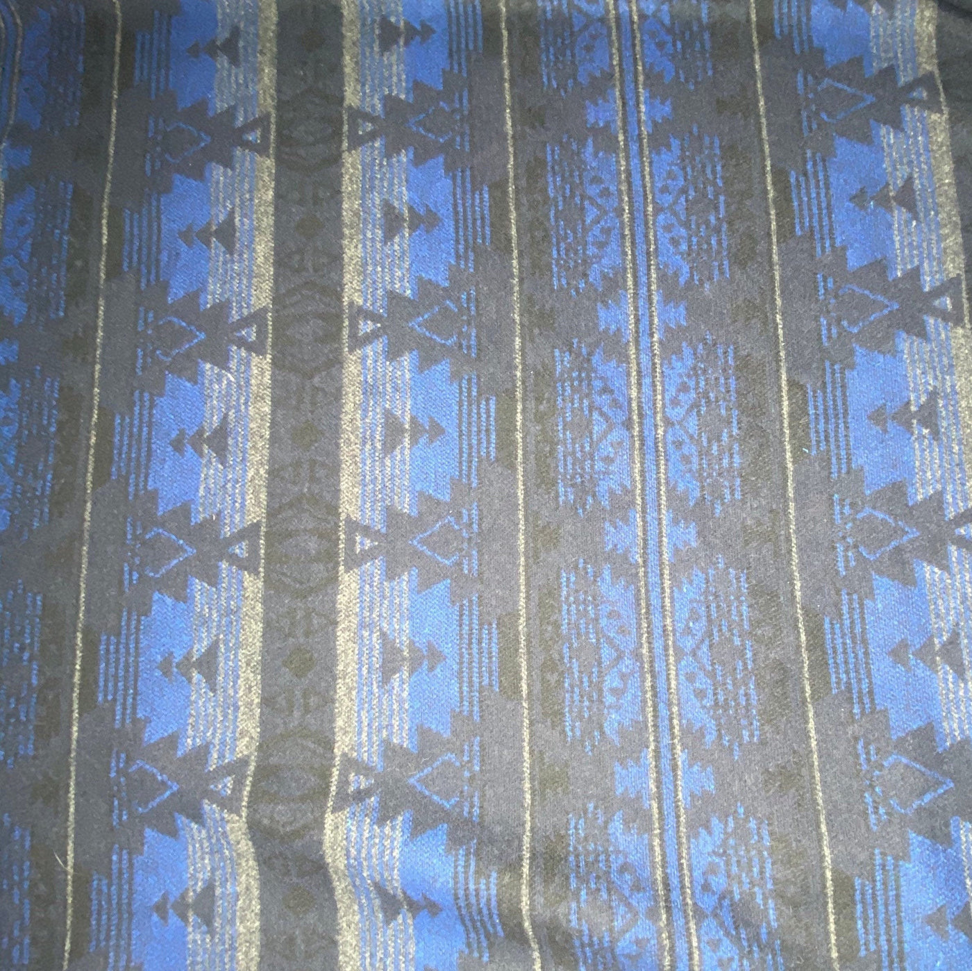 Patterned Wool Blend Coating - Blue/Black