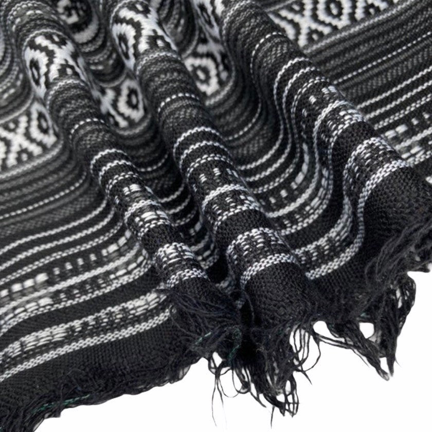 Woven Polyester - Striped Aztec - Black/White