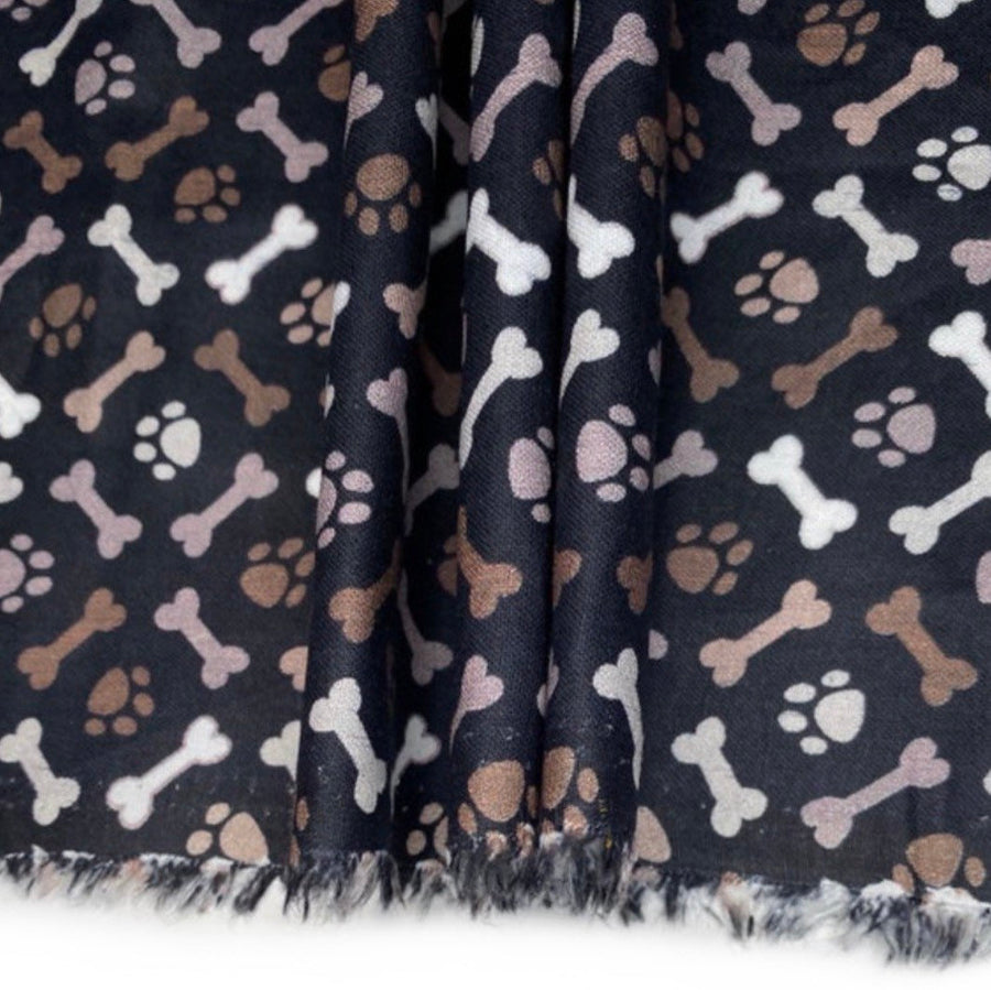 Quilting Cotton - Paw and Bone - Brown/Black
