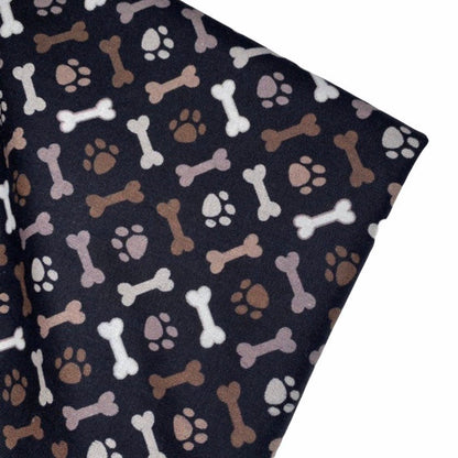 Quilting Cotton - Paw and Bone - Brown/Black