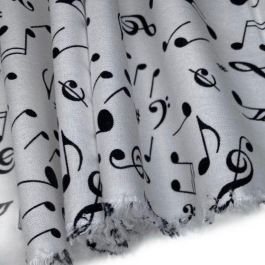 Quilting Cotton - Music Notes - 44” - White/Black