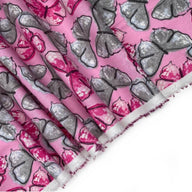 Quilting Cotton - Butterfly - Pink/Grey