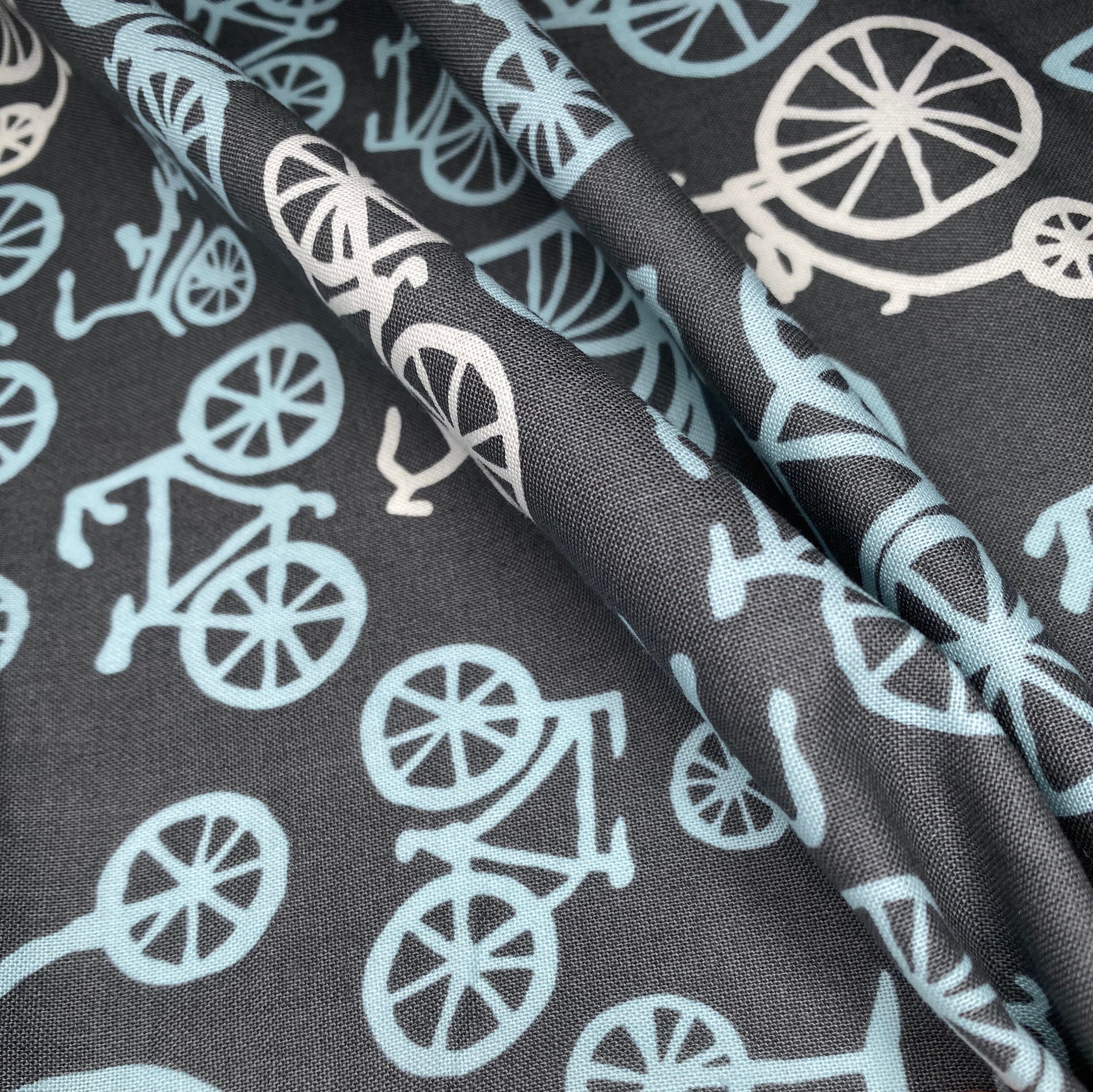 Quilting Cotton - Bicycle - Remnant - Blue