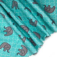 Quilting Cotton - Elephant Quatrefoil - Aqua