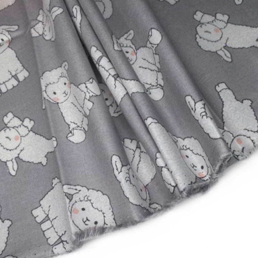 Quilting Cotton - Sheep - Grey - Remnant