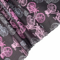 Printed Quilting Cotton Bicycle Remnant - Grey/Pink