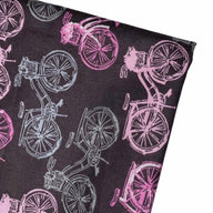 Printed Quilting Cotton Bicycle Remnant - Grey/Pink