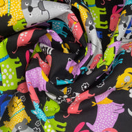 Quilting Cotton - Rainbow Dogs - Black - Remnant