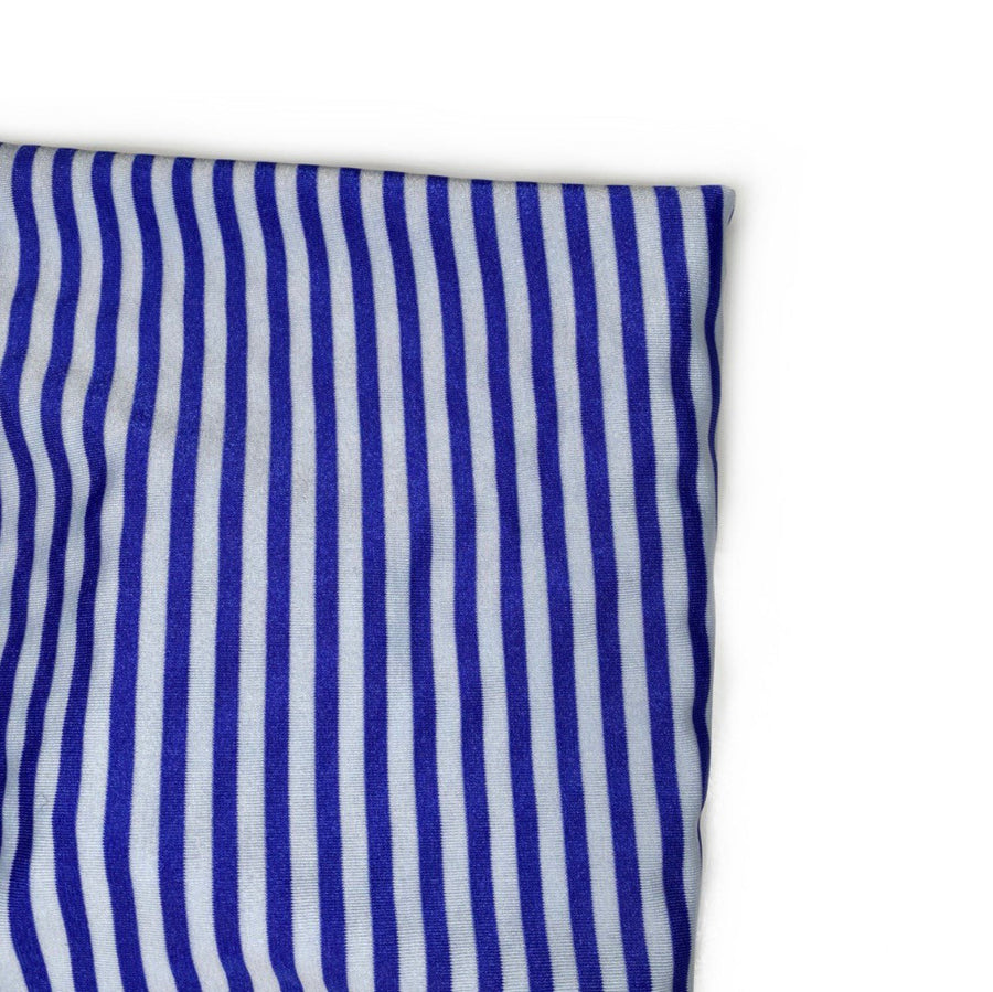 Striped Nylon Spandex - 63” - Blue/White