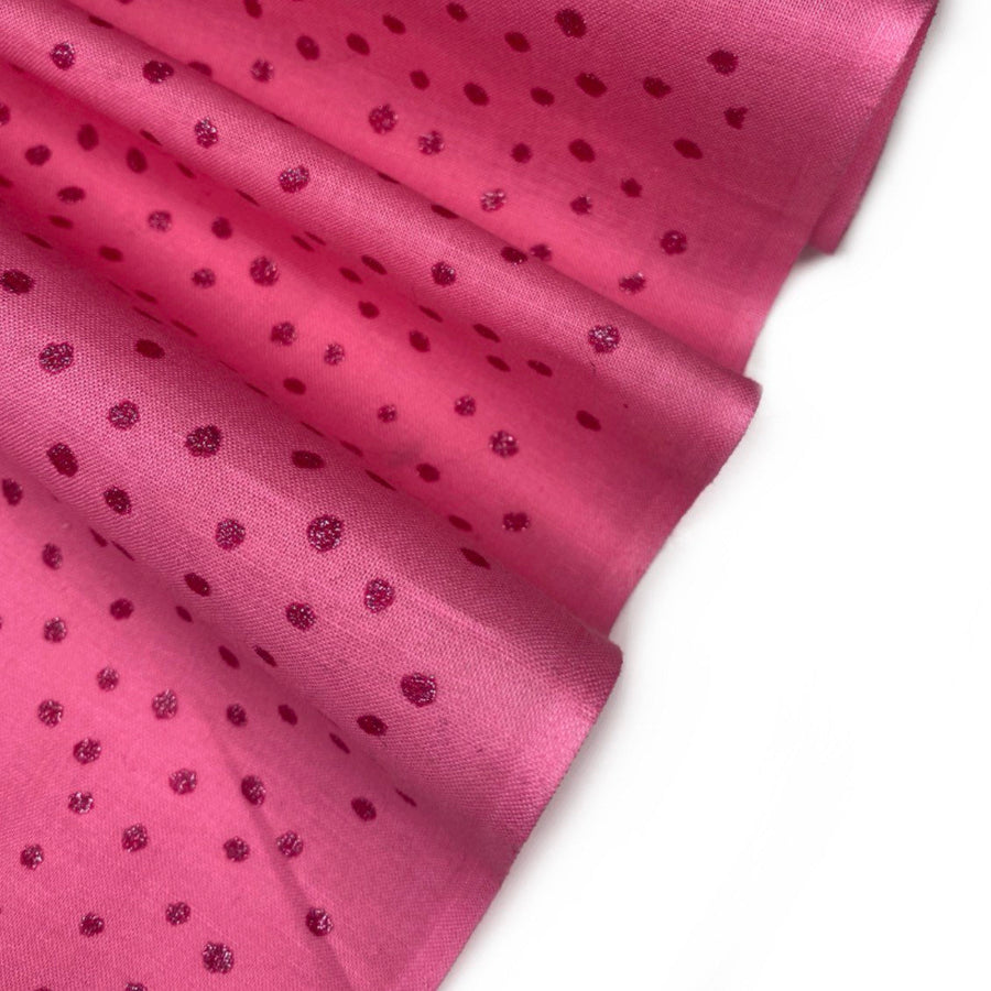 Quilting Cotton - Sparkle Polka Dot Cotton Print - Pink