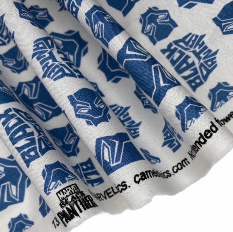 Quilting Cotton - Black Panther - White/Blue