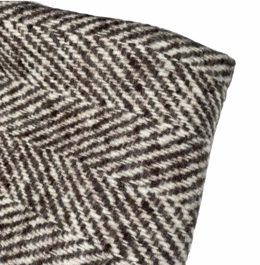 Herringbone Wool Coating - Off White/Brown