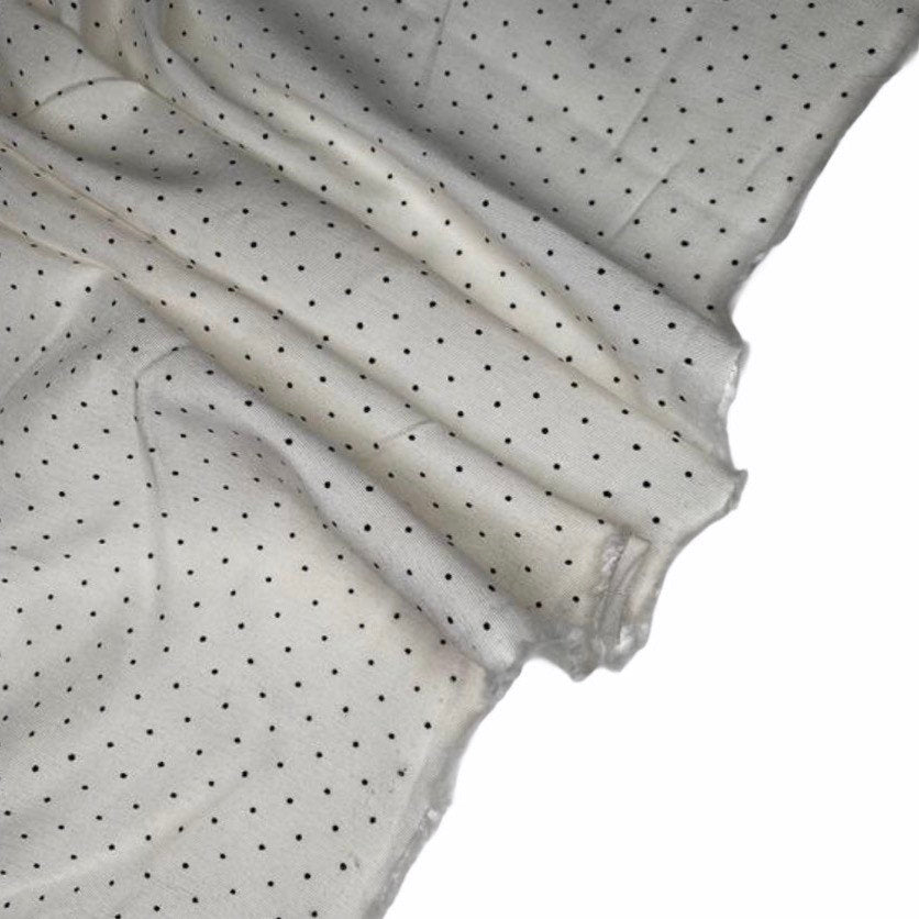 Swiss Dot Rayon Batiste - White/Black