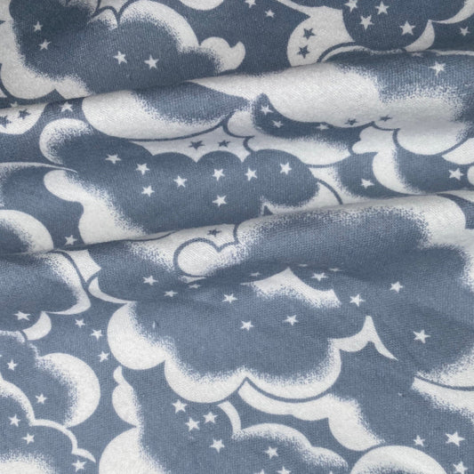 Printed Cotton Flannel - Night Sky - White/Grey