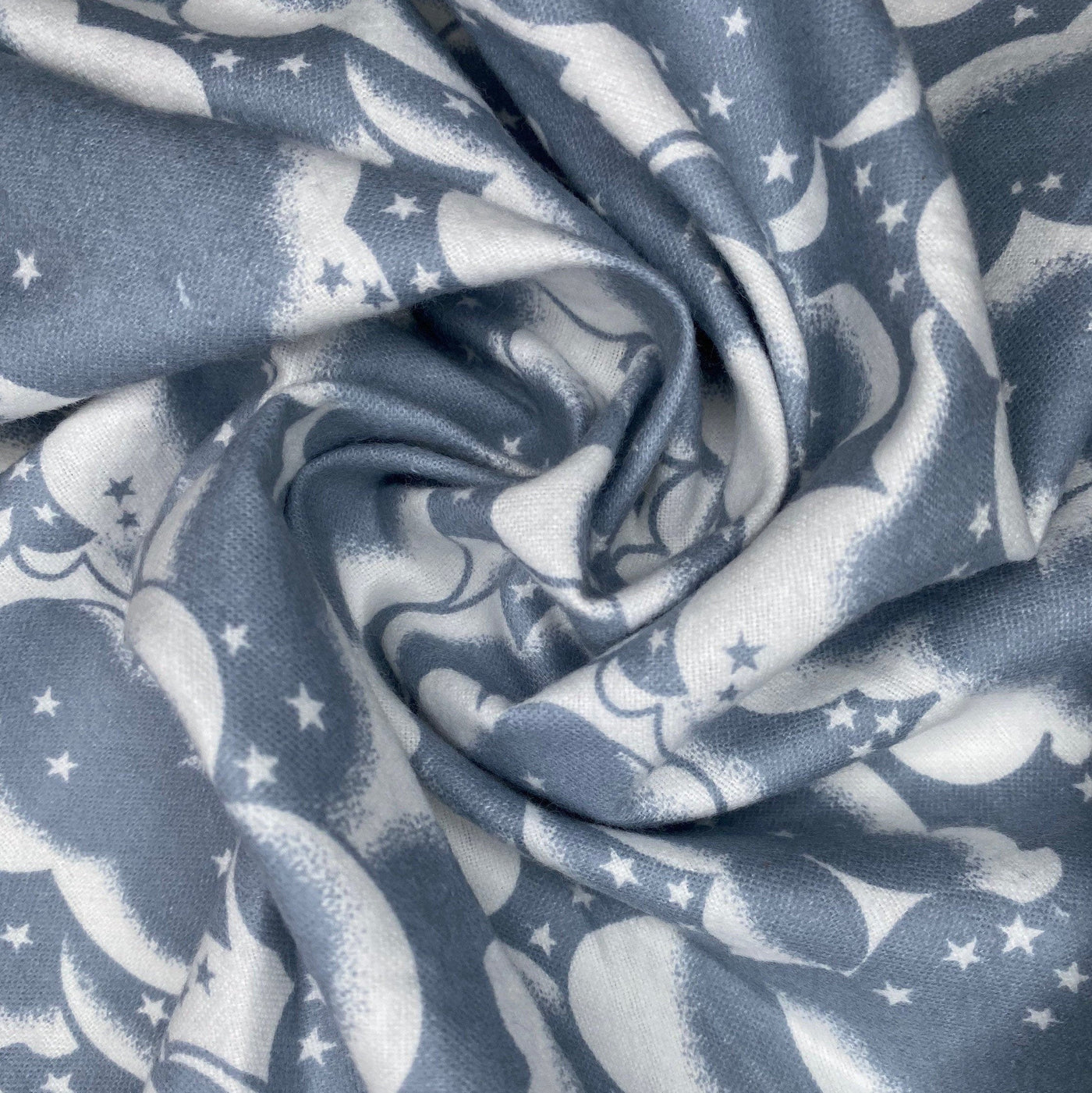 Printed Cotton Flannel - Night Sky - White/Grey